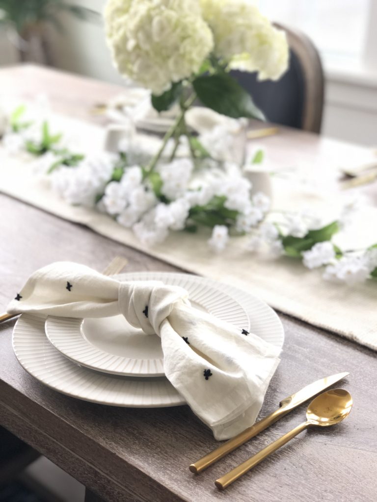 white hydrangea spring table